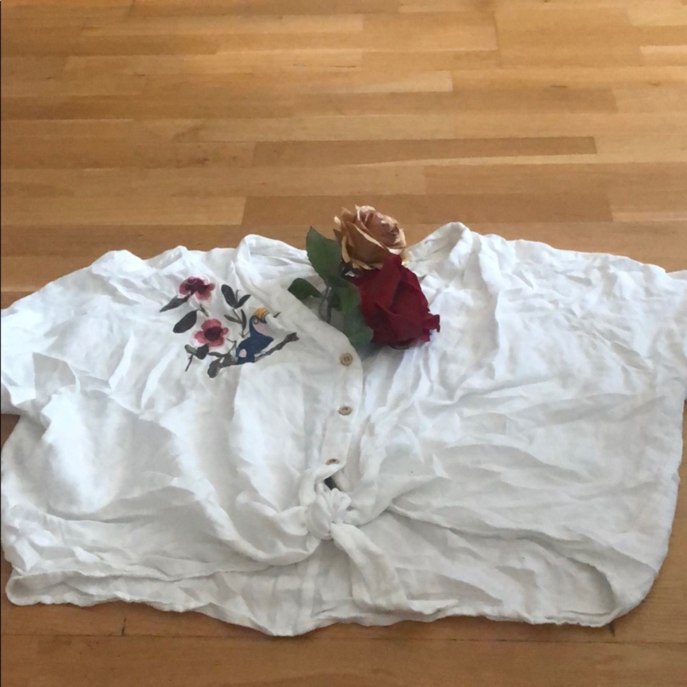 Cute Beachy Boho Bird Button Up